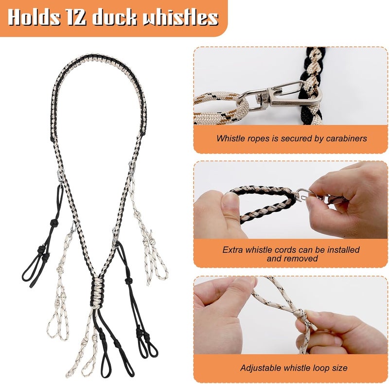 TINYAT 2 Pack Duck Hunting Accessories,Duck Strap Game Carrier 12 Drops Slip Knots,Duck Call Lanyard with 12 Adjustable Loops,Paracord Game Call Lanyard Extra Drops Goose Hanger for Outdoor Hunting Predator - Image 5